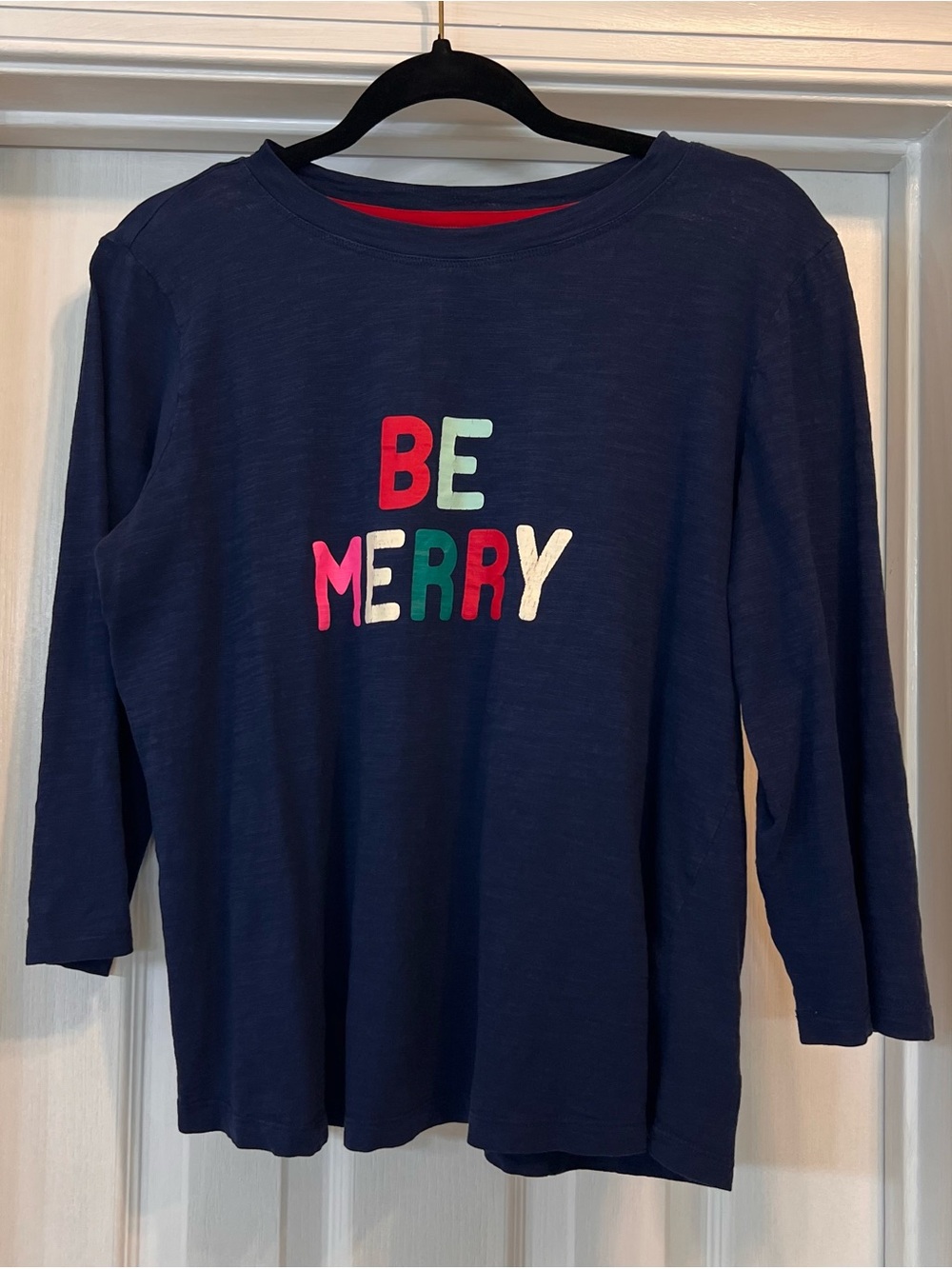 St. John's Bay Women's "Be Merry" Holiday Graphic Tee Shirt Size Large